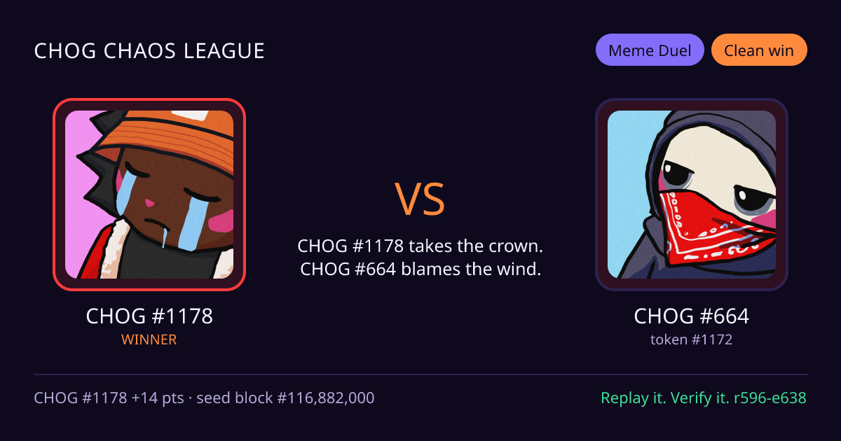 Highlight card: CHOG #1178 versus CHOG #664