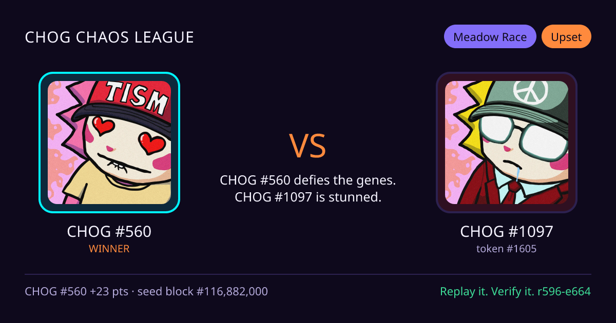 Highlight card: CHOG #560 versus CHOG #1097