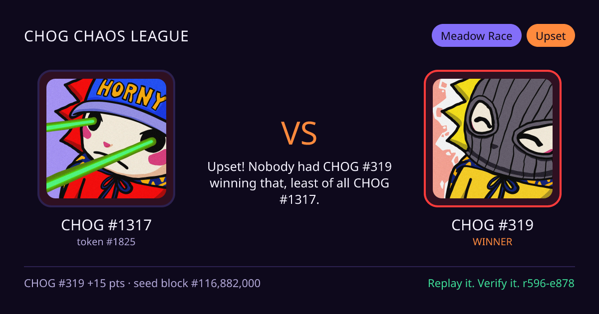 Highlight card: CHOG #1317 versus CHOG #319