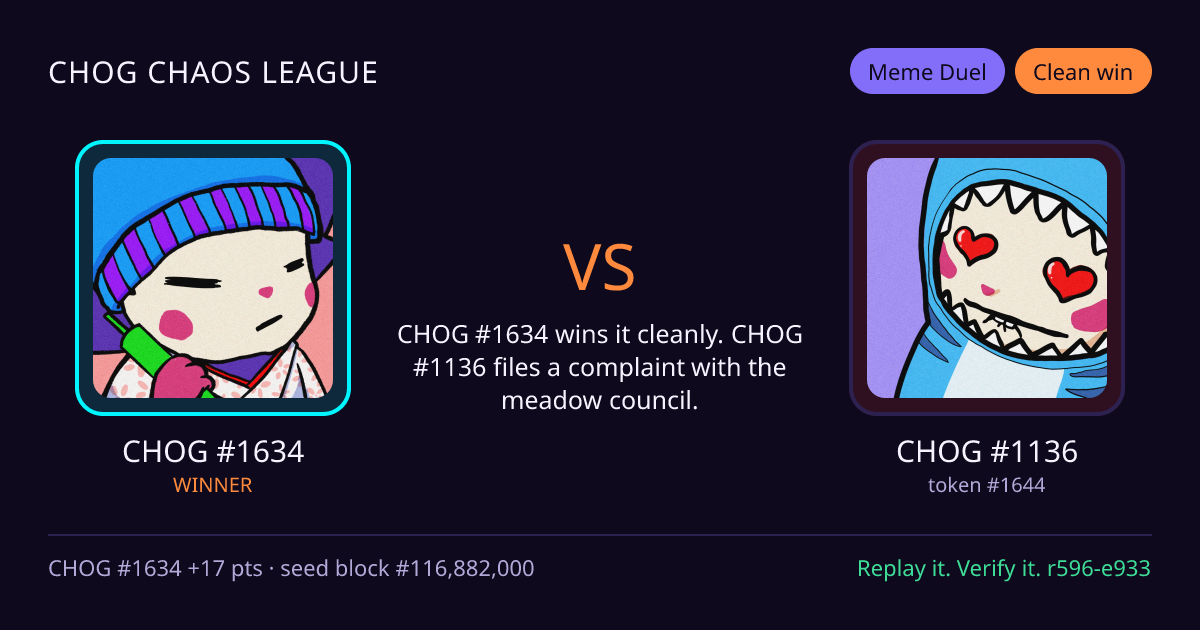 Highlight card: CHOG #1634 versus CHOG #1136