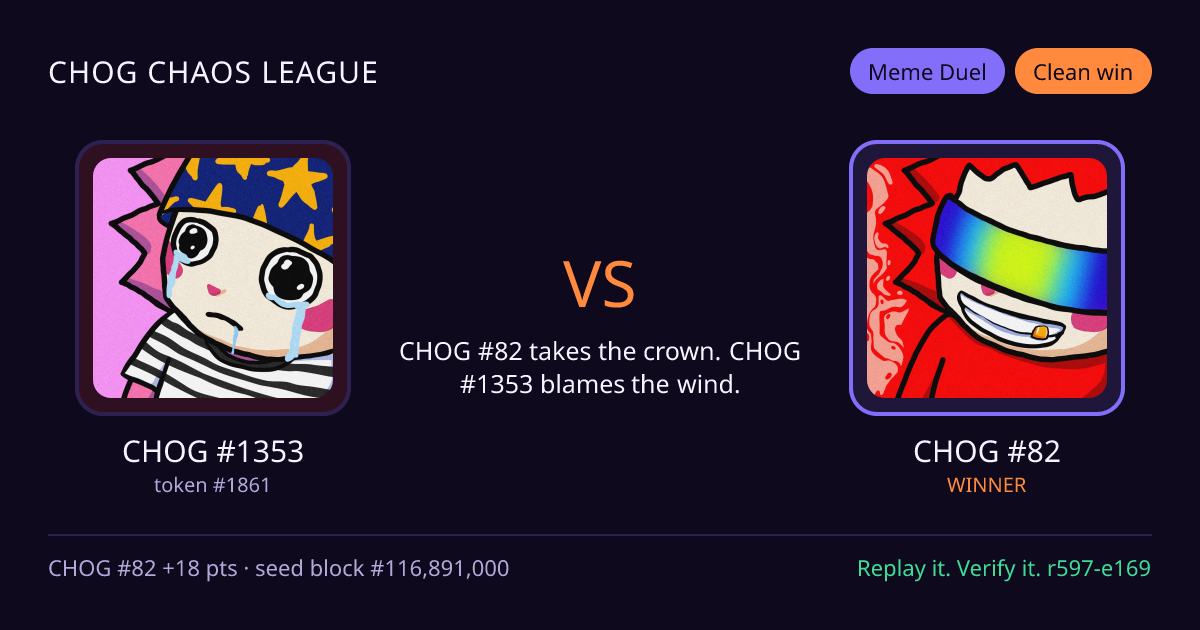 Highlight card: CHOG #1353 versus CHOG #82