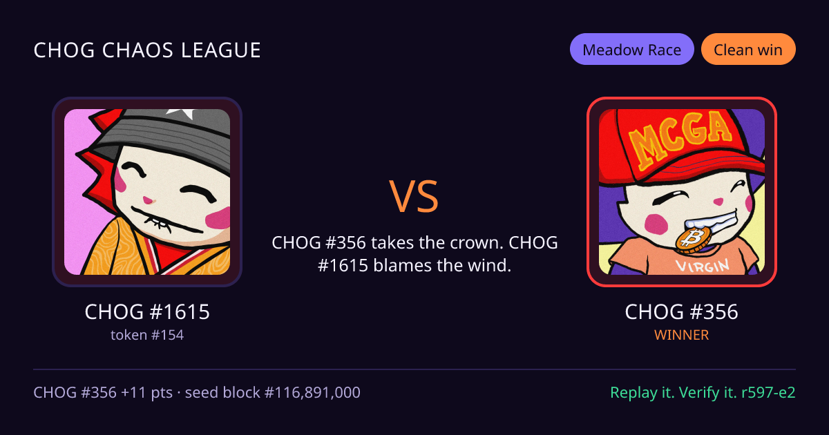 Highlight card: CHOG #1615 versus CHOG #356