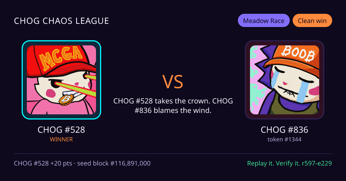 Highlight card: CHOG #528 versus CHOG #836