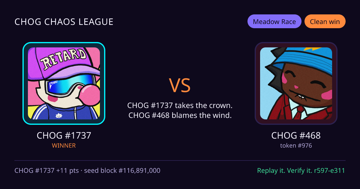 Highlight card: CHOG #1737 versus CHOG #468