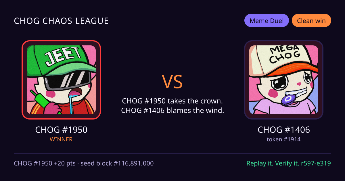 Highlight card: CHOG #1950 versus CHOG #1406