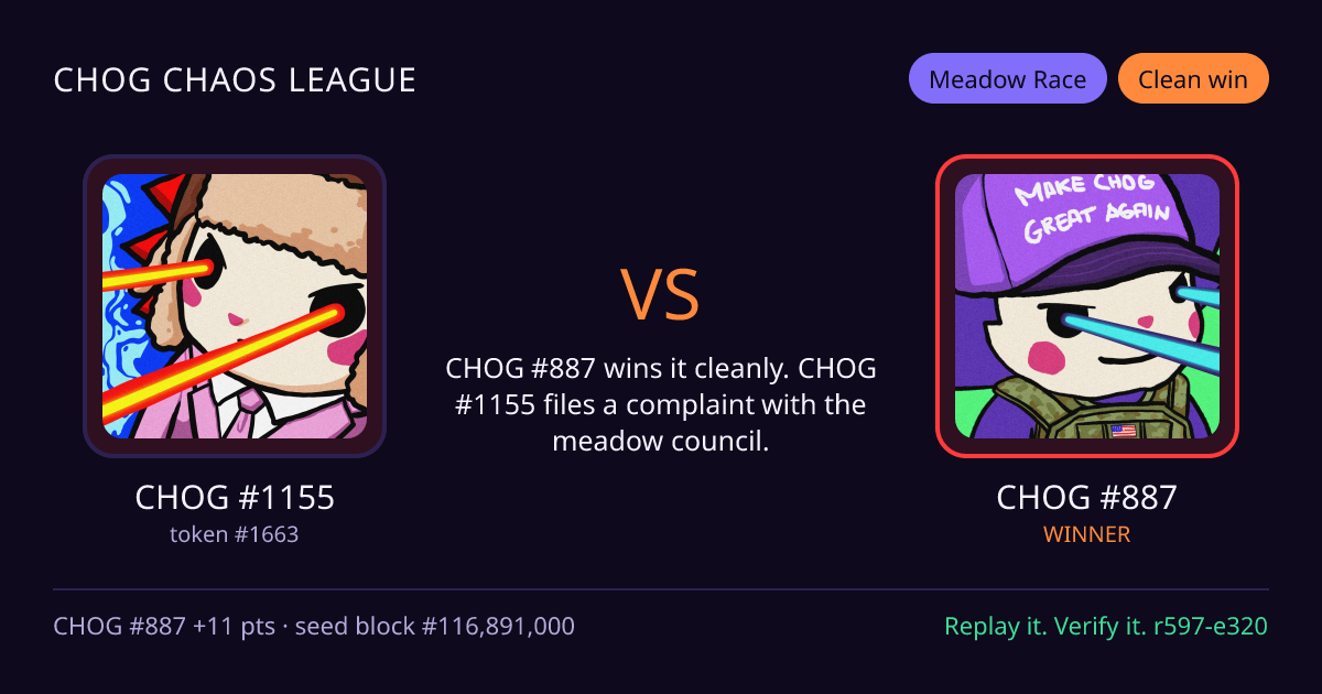 Highlight card: CHOG #1155 versus CHOG #887