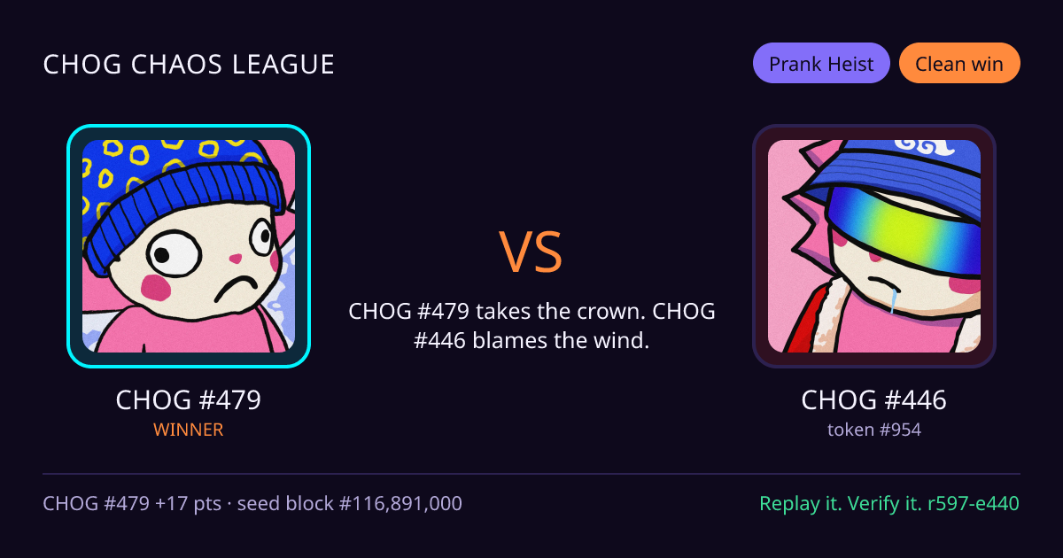 Highlight card: CHOG #479 versus CHOG #446