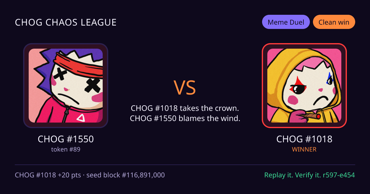 Highlight card: CHOG #1550 versus CHOG #1018