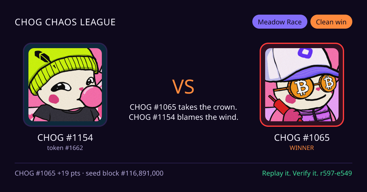 Highlight card: CHOG #1154 versus CHOG #1065