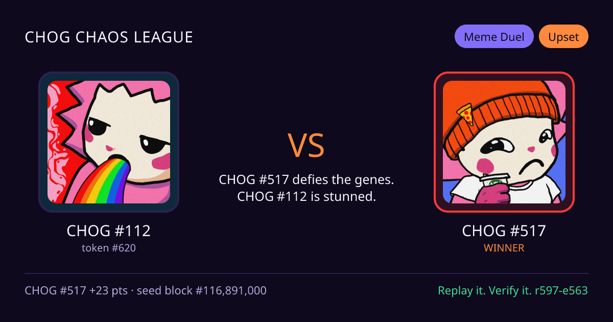 Highlight card: CHOG #112 versus CHOG #517