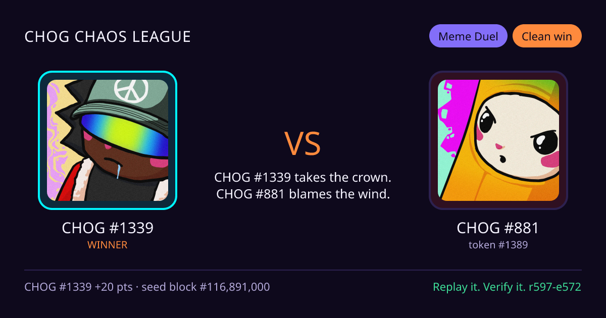 Highlight card: CHOG #1339 versus CHOG #881
