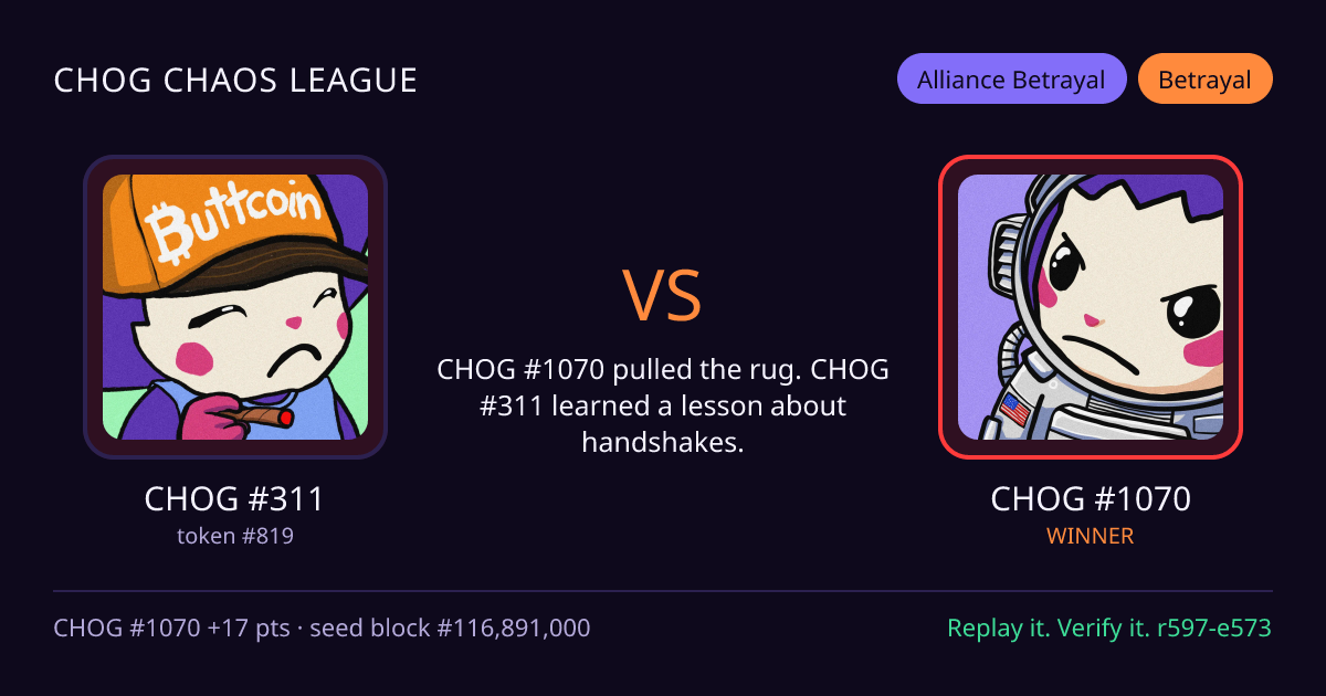 Highlight card: CHOG #311 versus CHOG #1070