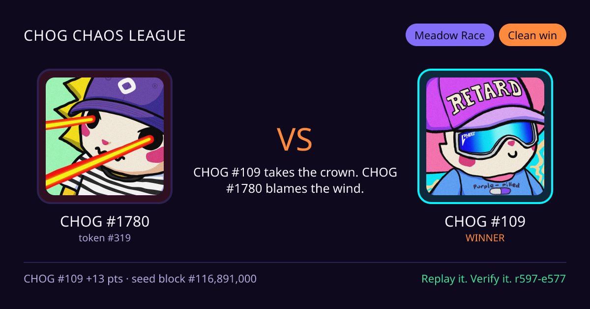 Highlight card: CHOG #1780 versus CHOG #109