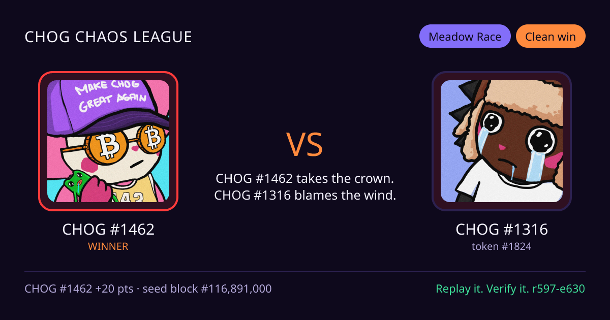 Highlight card: CHOG #1462 versus CHOG #1316