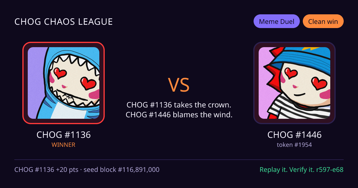Highlight card: CHOG #1136 versus CHOG #1446
