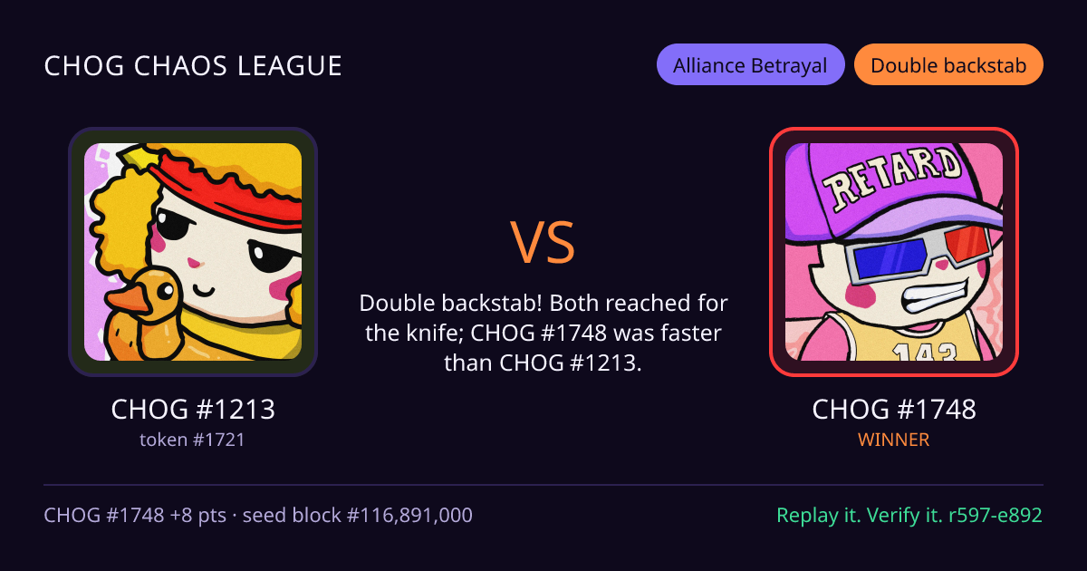 Highlight card: CHOG #1213 versus CHOG #1748