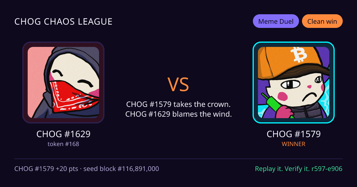 Highlight card: CHOG #1629 versus CHOG #1579