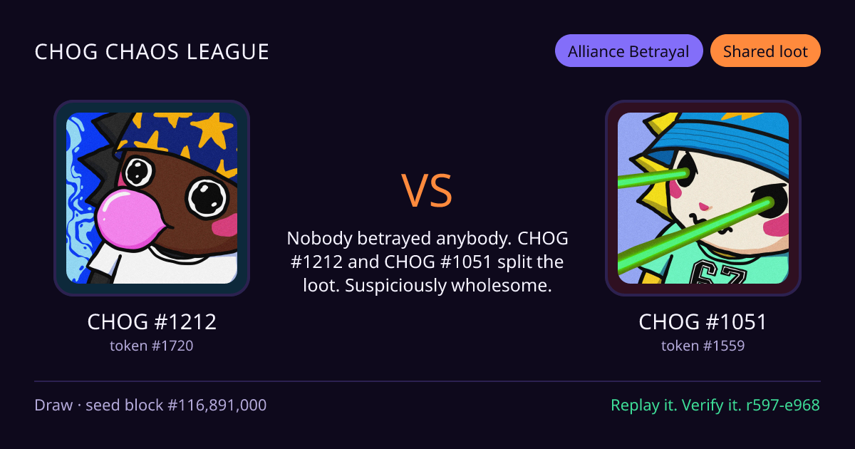 Highlight card: CHOG #1212 versus CHOG #1051