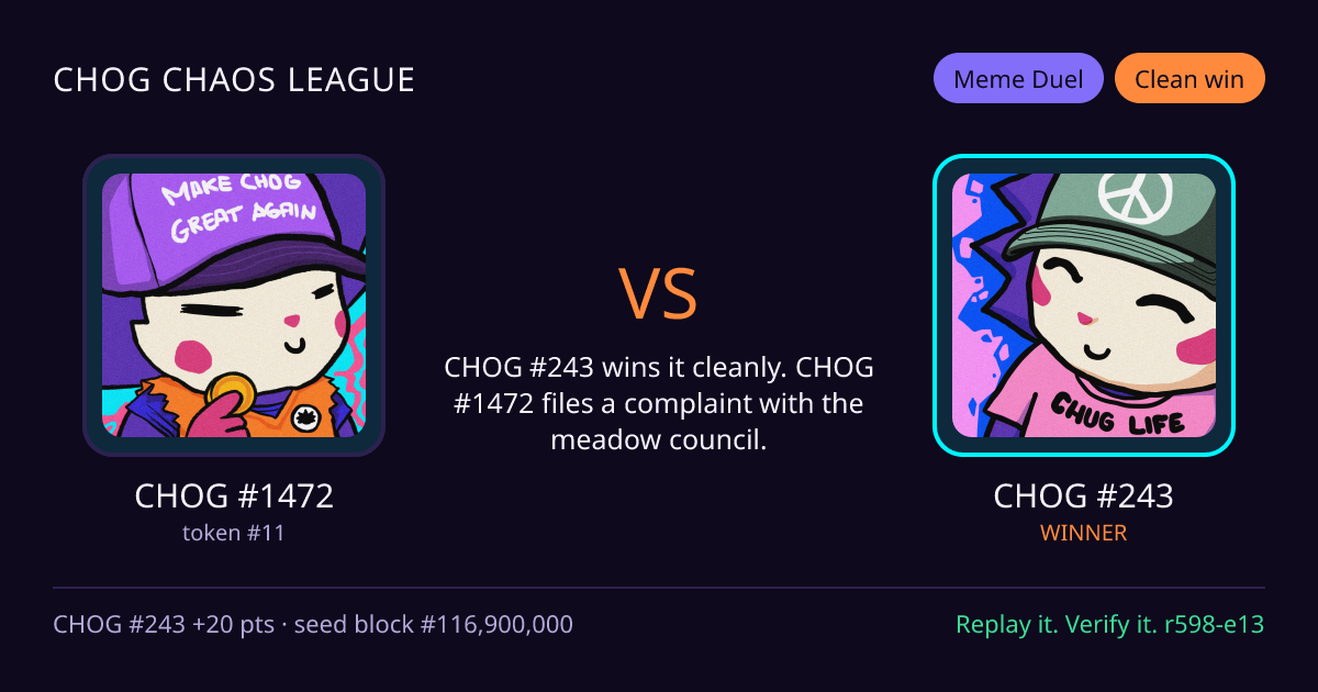 Highlight card: CHOG #1472 versus CHOG #243