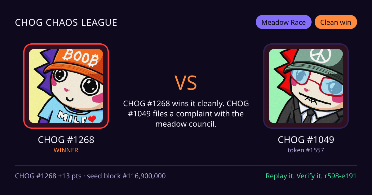 Highlight card: CHOG #1268 versus CHOG #1049