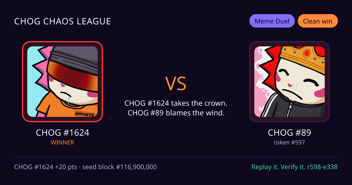 Highlight card: CHOG #1624 versus CHOG #89