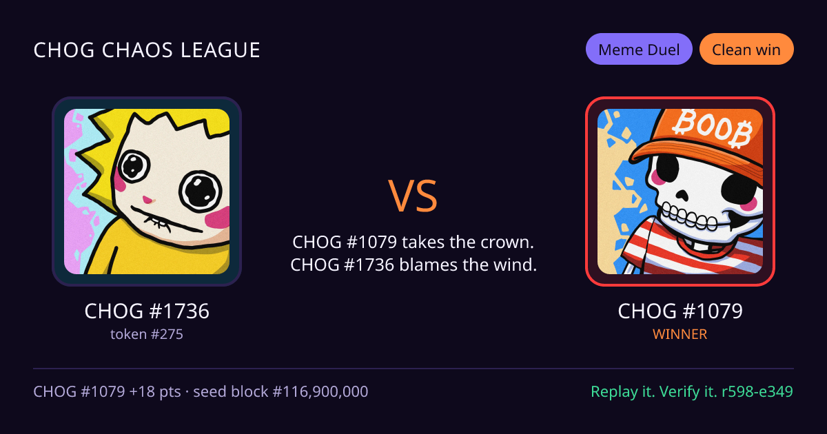 Highlight card: CHOG #1736 versus CHOG #1079