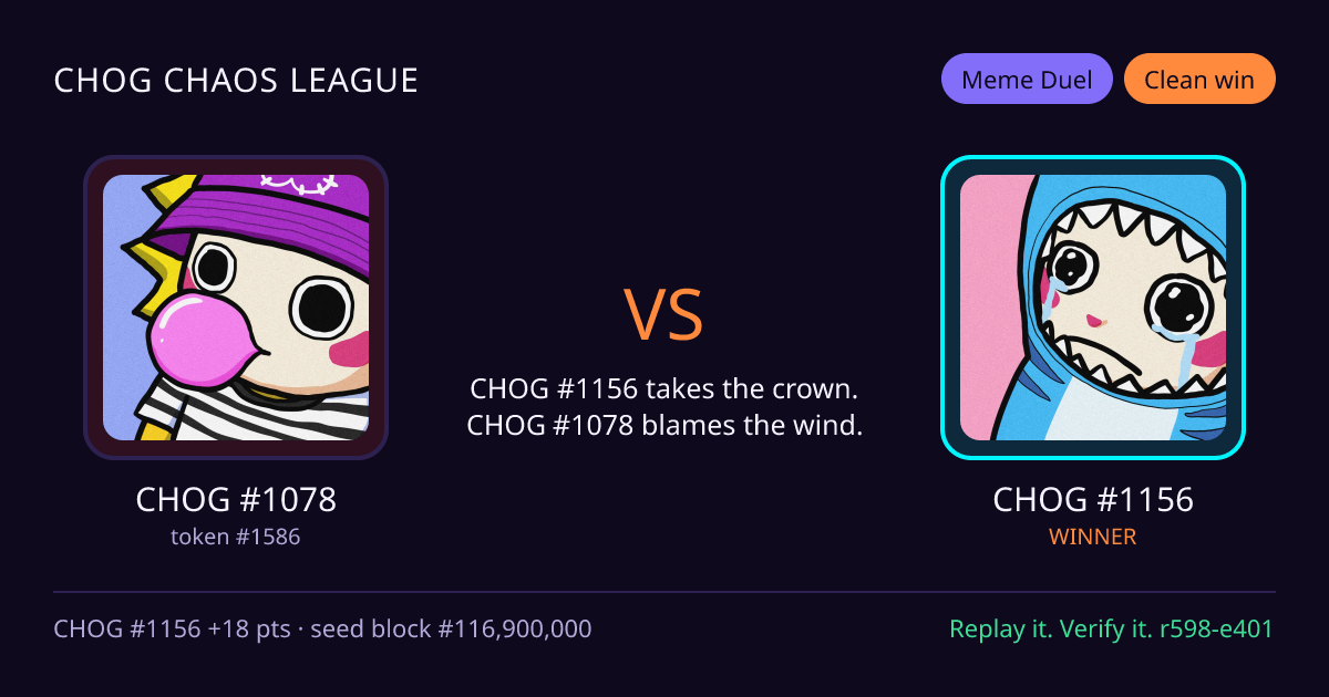 Highlight card: CHOG #1078 versus CHOG #1156