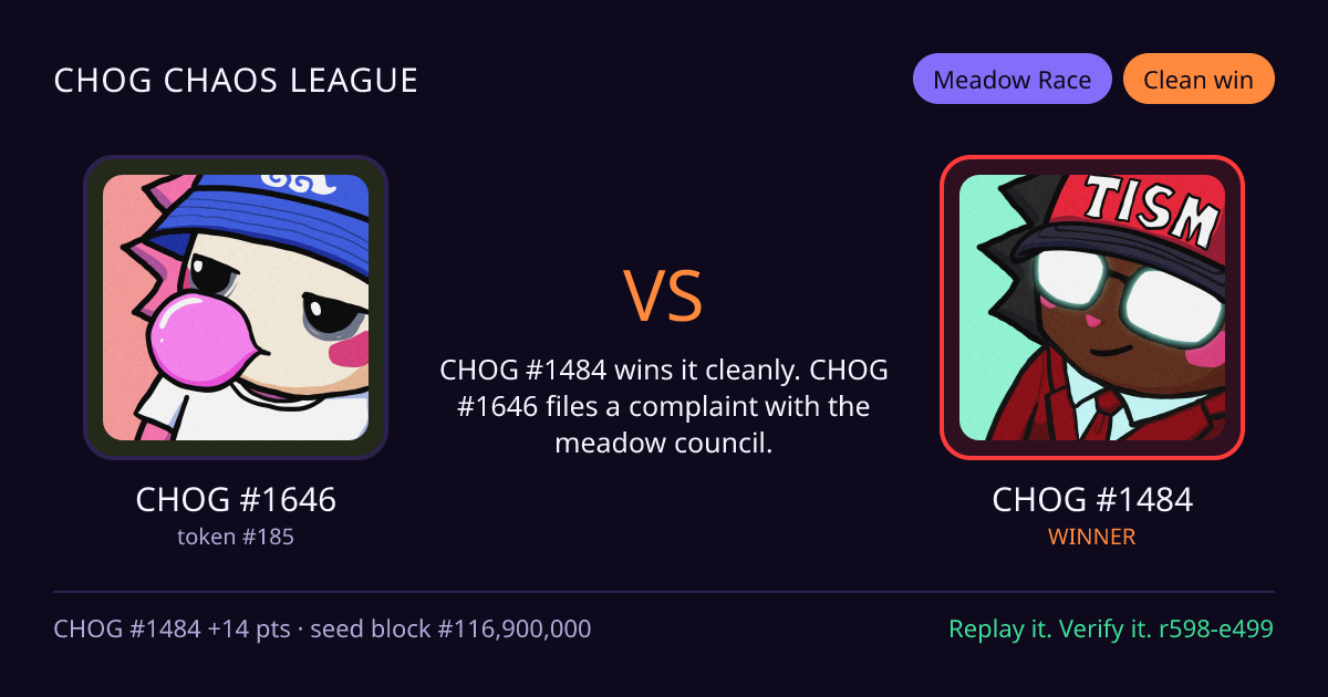 Highlight card: CHOG #1646 versus CHOG #1484