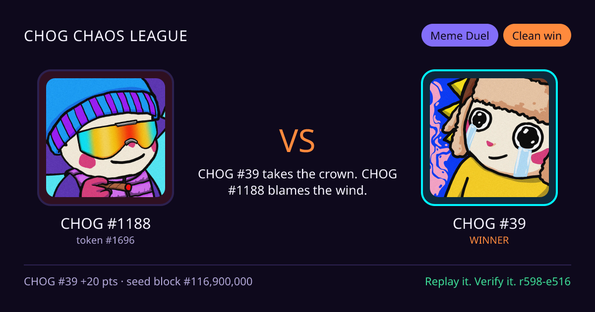 Highlight card: CHOG #1188 versus CHOG #39