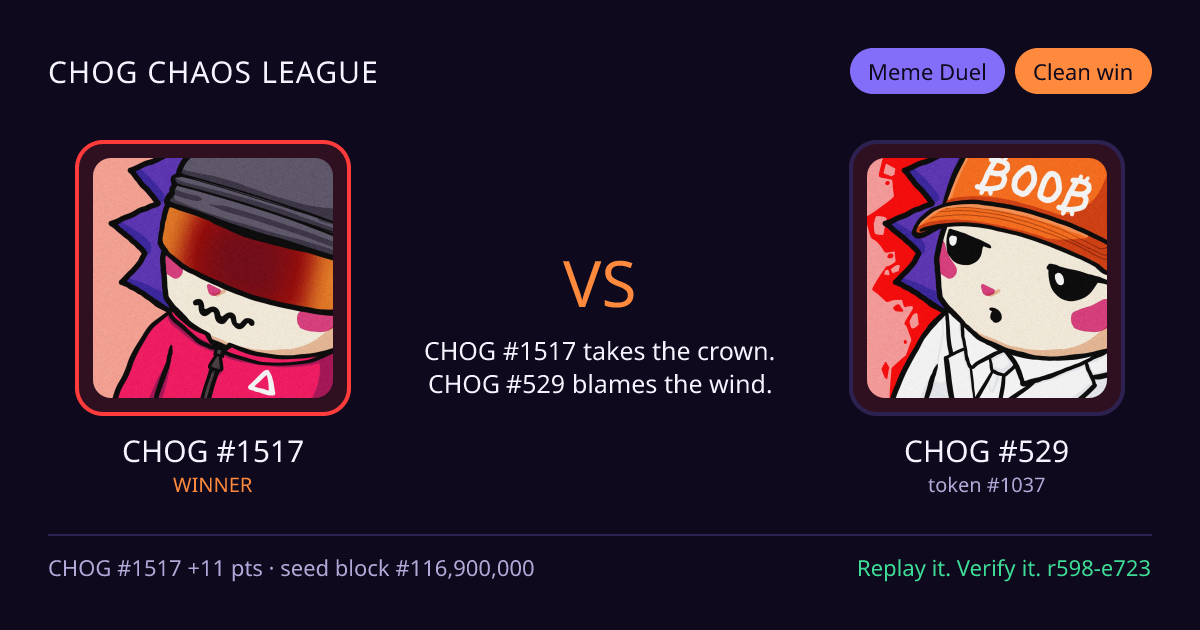 Highlight card: CHOG #1517 versus CHOG #529