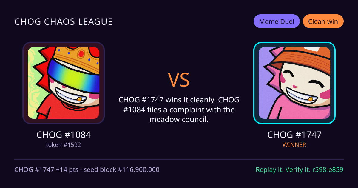 Highlight card: CHOG #1084 versus CHOG #1747