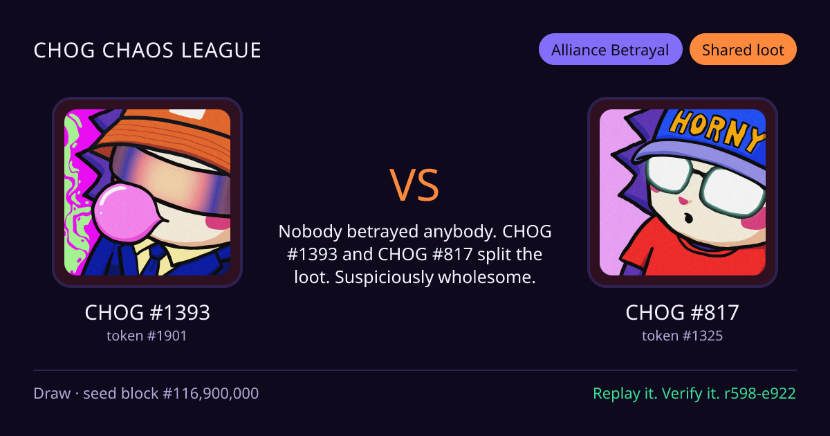 Highlight card: CHOG #1393 versus CHOG #817