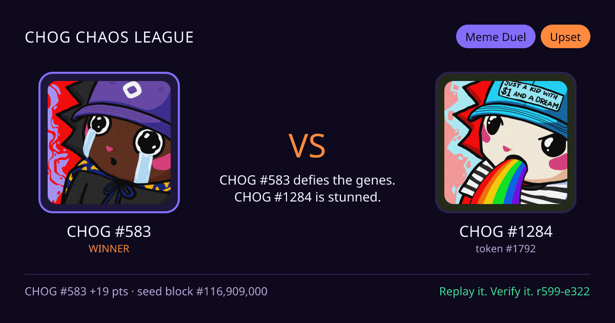 Highlight card: CHOG #583 versus CHOG #1284