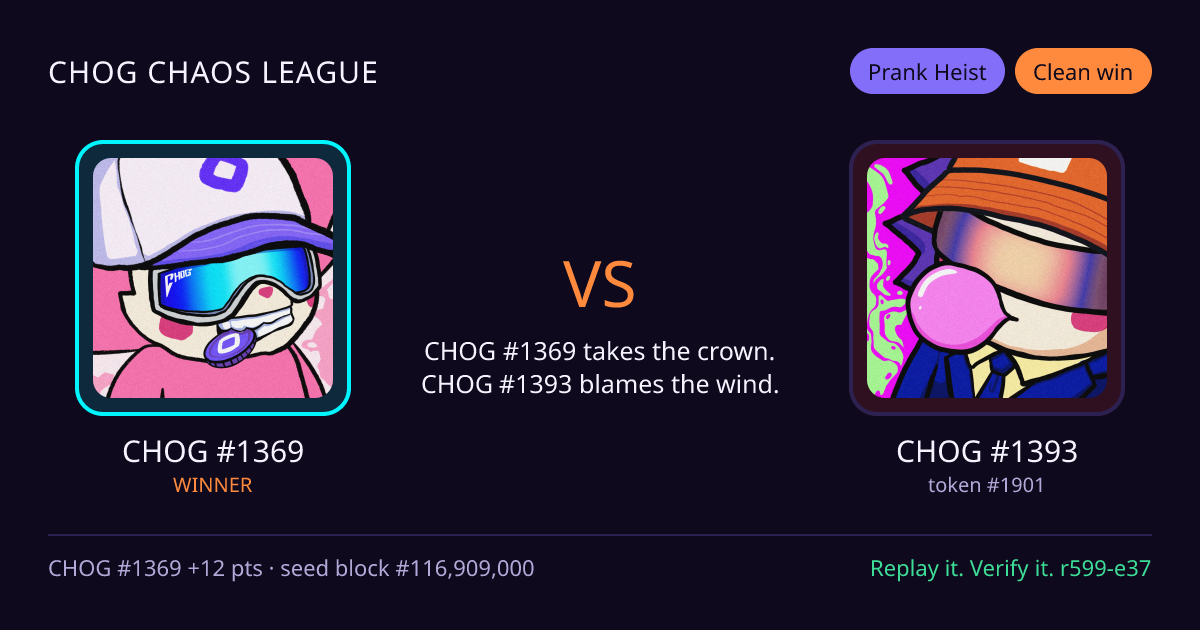 Highlight card: CHOG #1369 versus CHOG #1393