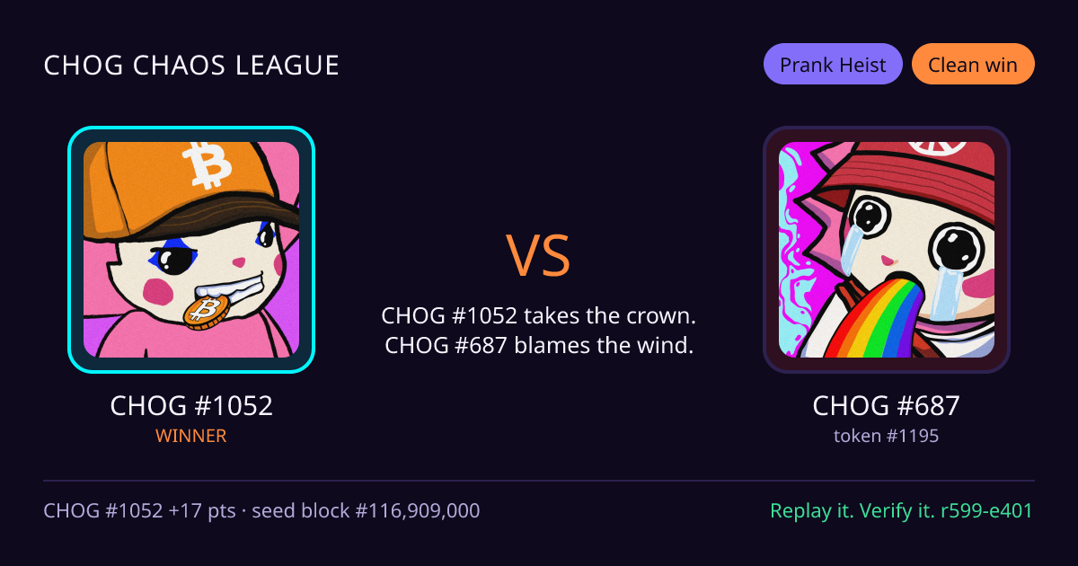 Highlight card: CHOG #1052 versus CHOG #687