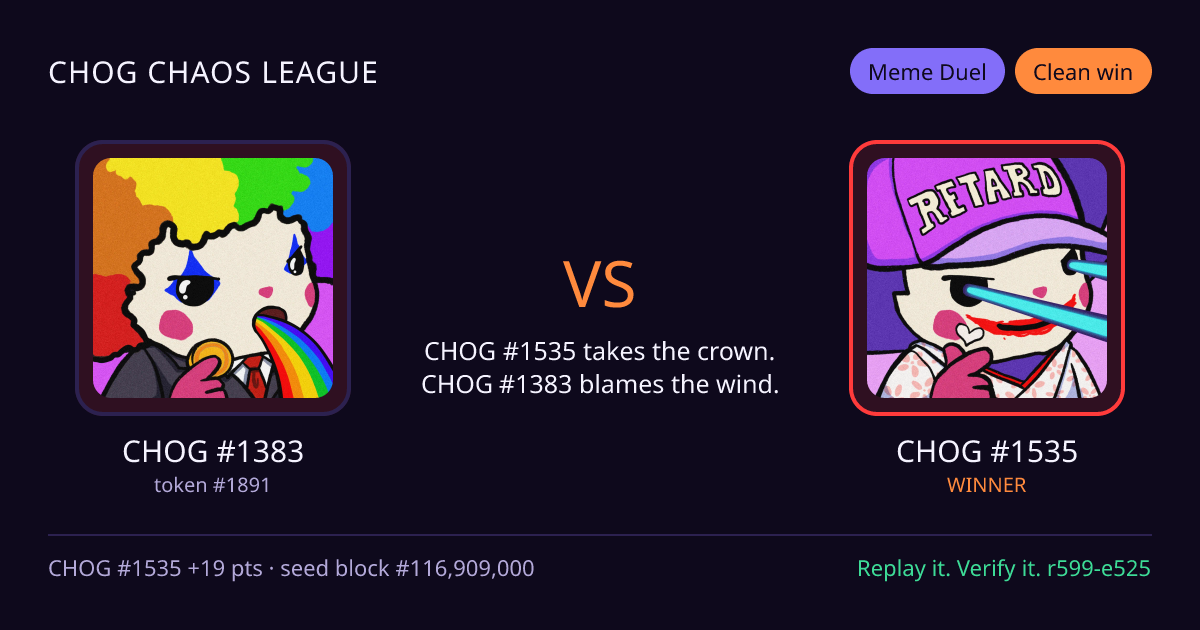 Highlight card: CHOG #1383 versus CHOG #1535