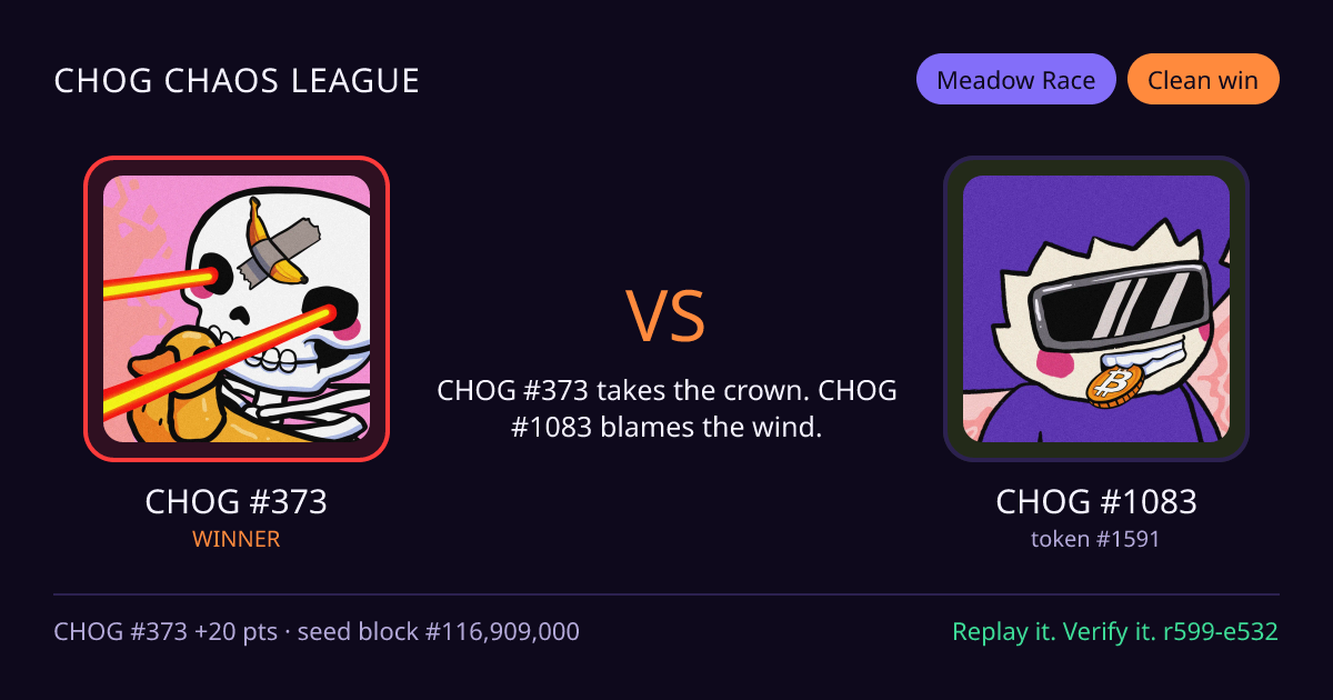 Highlight card: CHOG #373 versus CHOG #1083