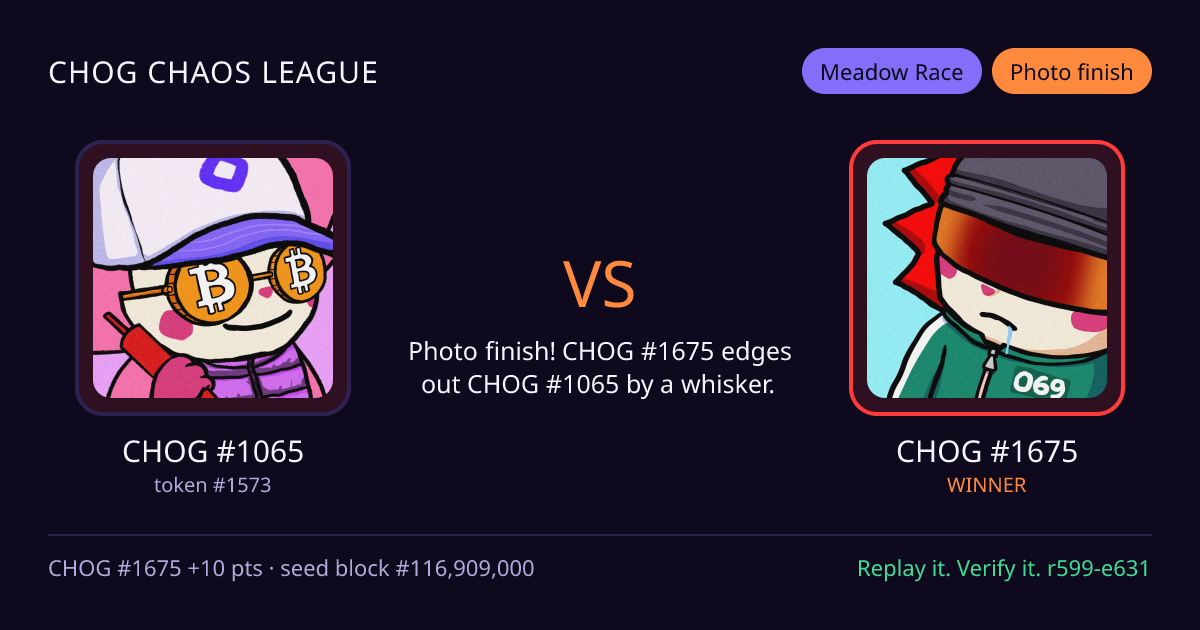 Highlight card: CHOG #1065 versus CHOG #1675