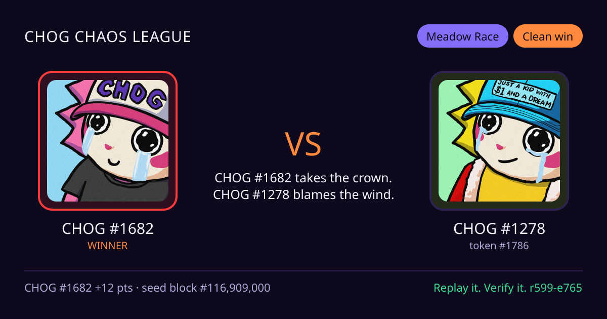 Highlight card: CHOG #1682 versus CHOG #1278