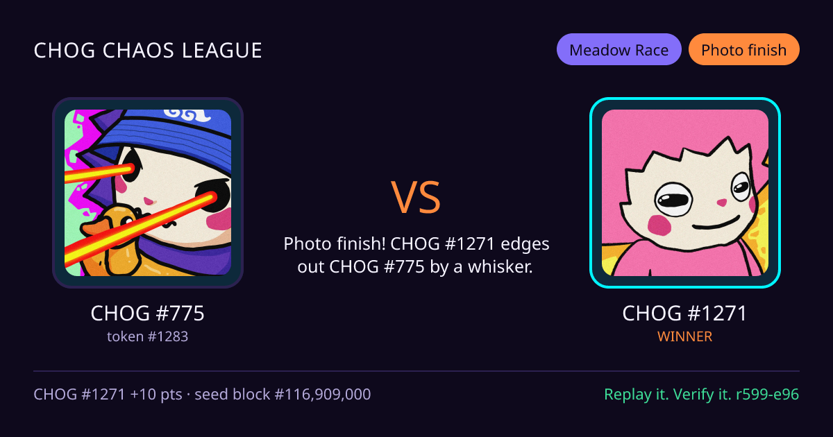 Highlight card: CHOG #775 versus CHOG #1271