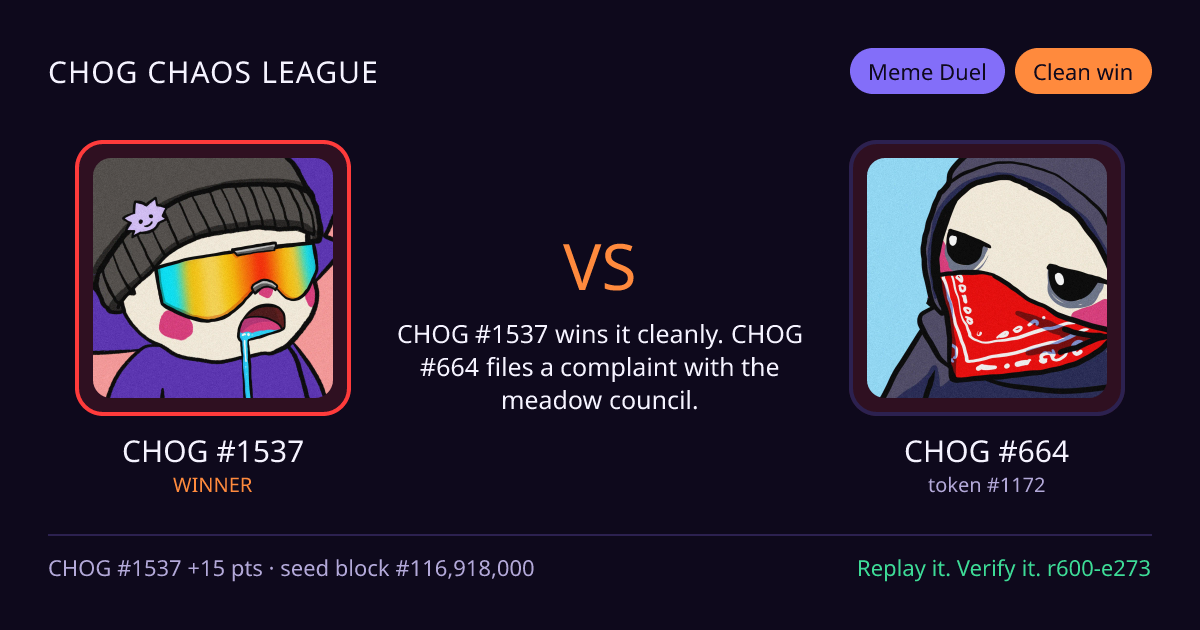Highlight card: CHOG #1537 versus CHOG #664