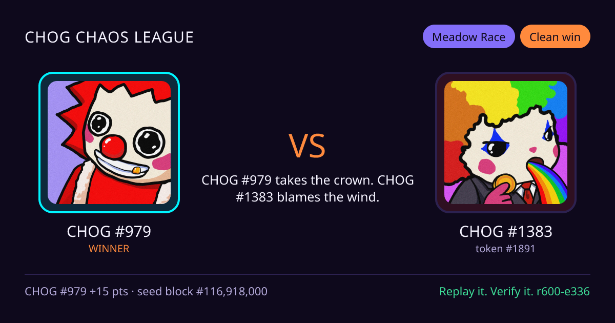 Highlight card: CHOG #979 versus CHOG #1383