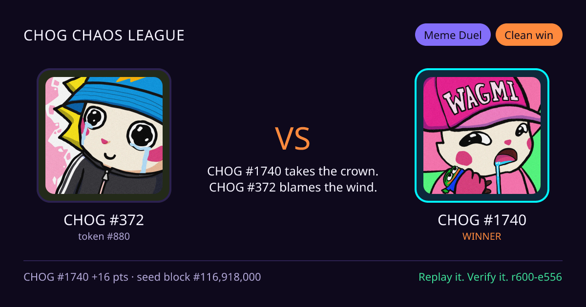 Highlight card: CHOG #372 versus CHOG #1740