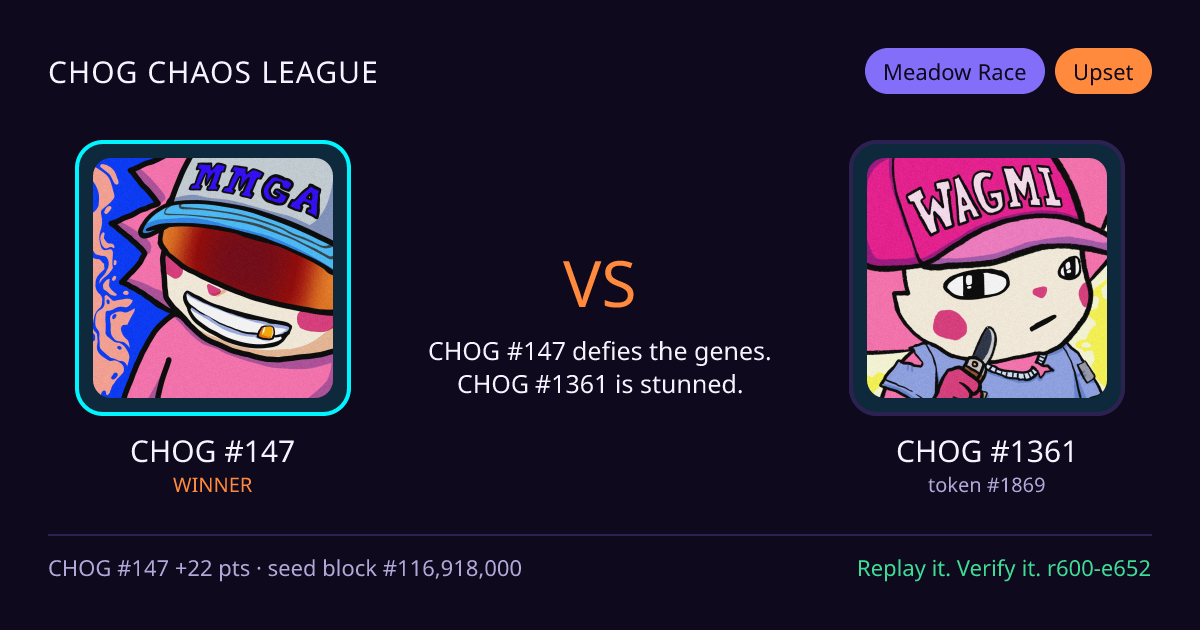 Highlight card: CHOG #147 versus CHOG #1361