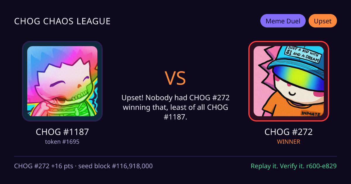 Highlight card: CHOG #1187 versus CHOG #272