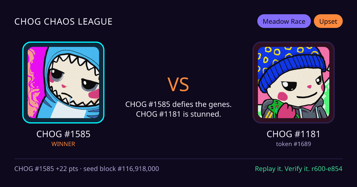 Highlight card: CHOG #1585 versus CHOG #1181