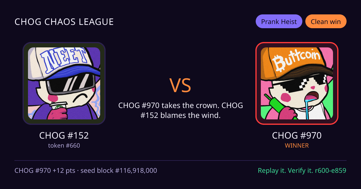 Highlight card: CHOG #152 versus CHOG #970