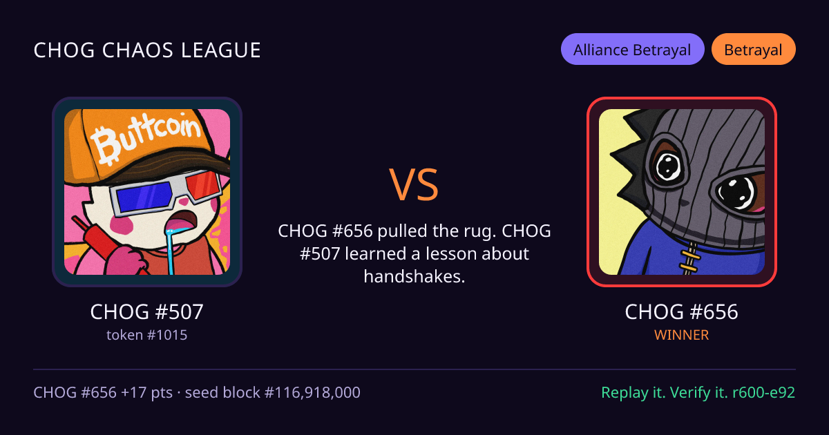 Highlight card: CHOG #507 versus CHOG #656
