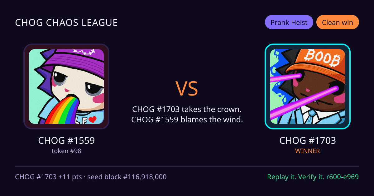 Highlight card: CHOG #1559 versus CHOG #1703