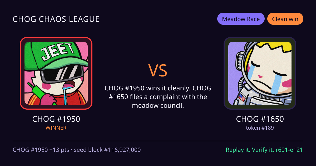 Highlight card: CHOG #1950 versus CHOG #1650